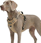 Funfox Dog Harness No Pull, Adjustable Pet Vest Harness, Super Soft Material with Vertical Handle Easy Control, Reflective Night Walking, 2 Leash Clips for XLarge Dogs, Brown, XL