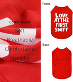 Fitwarm Love at First Sniff Dog Shirt - Summer Dog Clothes, Funny T-Shirt, Lightweight Breathable Cotton, Red, Small