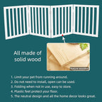 ZJSF Freestanding Indoor Dog Gate for House Foldable Wood White Puppy Gate for Doorways Pet Gate for Stairs Extra Wide Pet Fence 32" Height 4 Panels