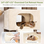 Globlazer 84" Multi-Level Large Cat Tree Tower with Extra Thick Full Sisal Scratching Posts, 2 Cat Condos, 3 Hanging Baskets, 2 Extra Large Platforms & Cat Scratching Ramp,S84, Beige