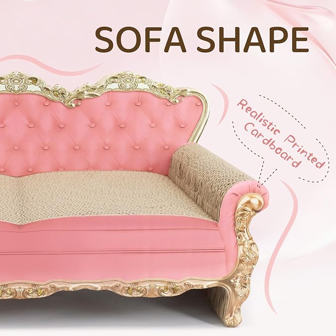 SONGWAY Cardboard Cat Scratcher Bed - Couch Shaped Cat Scratching Board, Cute Lounge Bed Scratching Pad for Indoor Cats Resting Playing