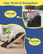 Dog Ramp for Couch & Low Bed - Joint & Spine Support with Gentle Incline for Small Dogs, Adjustable, Anti-Slip & Foldable, Up to 35 lbs