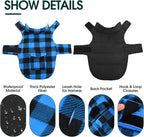 Kuoser Dog Winter Coat, Windproof Dog Fleece Jacket British Style Plaid Cold Weather Doggie Vest Coats, Reversible Cozy Warm Puppy Clothes Pet Apparel for Small Dogs XS