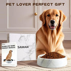 White Marble Dog Bowl, Non-Slip Non-Tipping Heavy Dog Food Bowl, Large Weighted Stone Dish, Natural Marble Pet Water Bowl, Easy to Clean, Perfect Gift for Cat & Dog Lovers, Holds 6 Cups(6 lbs)