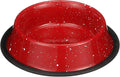 Neater Pet Brands - Outdoor Camping Style Pet Bowl - Enamel Ware Blue Black Granite Colors - Dog Cat No Tip Skid Bowls (16 oz, Red)