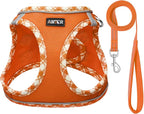 AMTOR Small Dog Harness with Leash Set, No Escape Easy Walk Puppy Harnesses for Training Walking, Step-in Reflective Soft Dogs Vest for XS S Medium Extra-Small Large Sized Dog(XL Size,Orange/White)