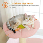 Flower 50-Inch Heavy-Duty Cat Tree for Large Cats - Sturdy Cat Tower with Extra-Thick Scratching Posts (φ4.3), Spacious Condo, 2-Layer Baseboard for Maine Coon & Big Cats up to 16 lbs, Pink