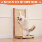 Sisal Cat Scratcher for Indoor Cats, Beechwood Base, Natural Sisal Woven Scratch Pad, Durable Scratching Post, Furniture Protector (L1)