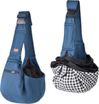 CUBY Dog and Cat Sling Carrier - Small Dog Carrier Sling with Adjust Strap & Zip Pocket, Hands Free Soft Dog Slings for Small Dogs Cats Puppy Pets Outdoor Travel Safety Purse Bag (Navy Blue)
