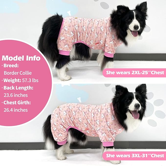 KYEESE Dog Pajamas Velvet Dog Pajamas Medium Sized Dogs Soft Dogs Clothes Pjs with Unicorn Pattern Stretchy Pet Jammies Coat Comfy Pet Onesie Costume, 2X-Large