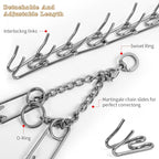 Stainless Steel Prong Dog Training Collar Adjustable Pet Pinch Collar for Dogs with The Swivel Ring 22in x 3.0mm (Neck Size up to 18in) L