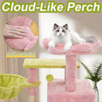 Cat Tree Tower with Metal Frame Hammock, 41'' Cat Trees for Indoor Cats Large Adult, Cat Towers with Scratching Post, Cats Condo furniture with Pink Flower Perch, Cats Climbing Tower for Kittens(Pink)