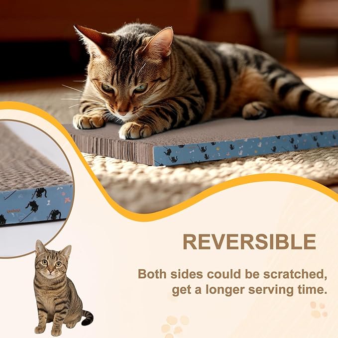 4Pack Cat Scratcher Pad, Reversible Scratching Cardboard, 14" Lx5.3 W Post Board for Indoor Cats Cardboard pad Sleep Play and Grind Claws