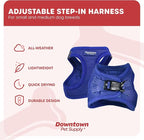 Downtown Pet Supply Step in Dog Harness for Small Dogs No Pull, Medium, Blue - Adjustable Harness with Padded Mesh Fabric and Reflective Trim - Buckle Strap Harness for Dogs