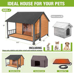 GUTINNEEN Large Dog House with Insulated Liner for Winter Outdoor Dog Cage with All-Around Iron Frame Dog Kennel for Small & Medium & Large Dogs,Insulation