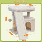 Small Cat Tree for Indoor Cats, Cat Tower with Scratching Post, Perch and Cozy Condo for Kittens and Adult Pets(Beige)