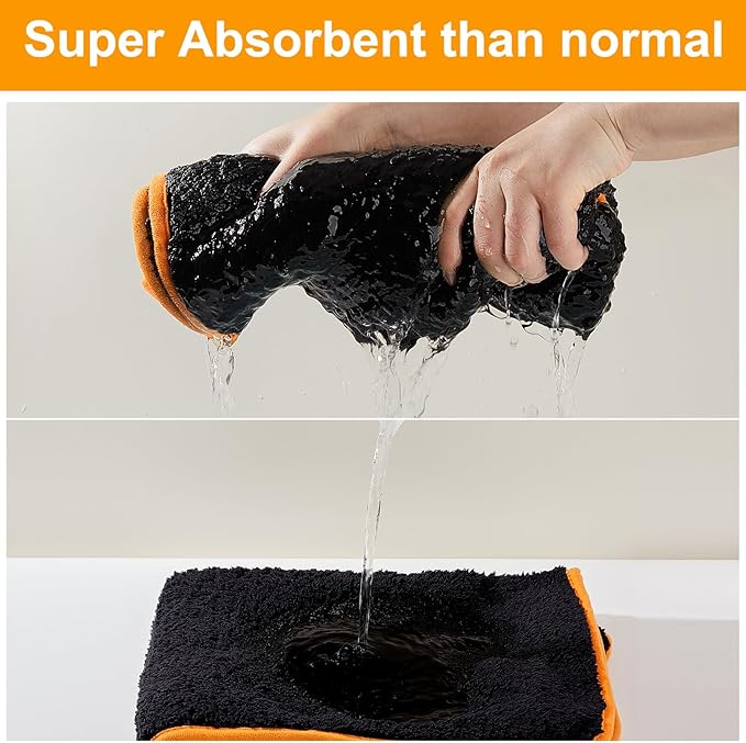 Bienbee Dog Bathrobe, Quick Drying Super Absorbent Dog Robes for After Bath, Warm Keeping Dogs Towel, Dogs Bath Supplies, Black XL