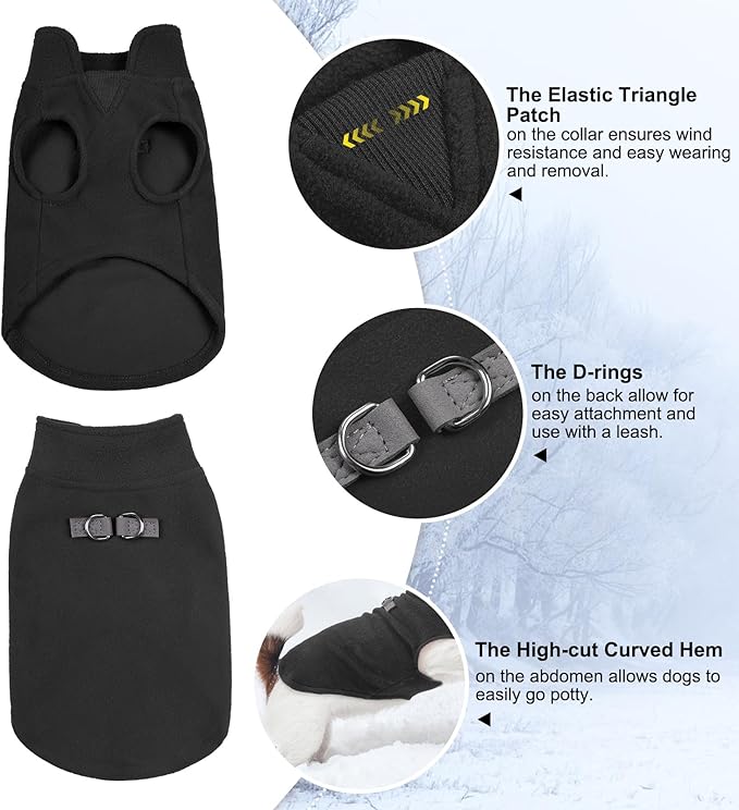 BEAUTYZOO Dog Fleece Vest Sweater Winter Jacket for Small and Medium Dogs with D-Ring Leash Cold Weather Coat Hoodie for XS S M Dogs Boy or Girls, Large