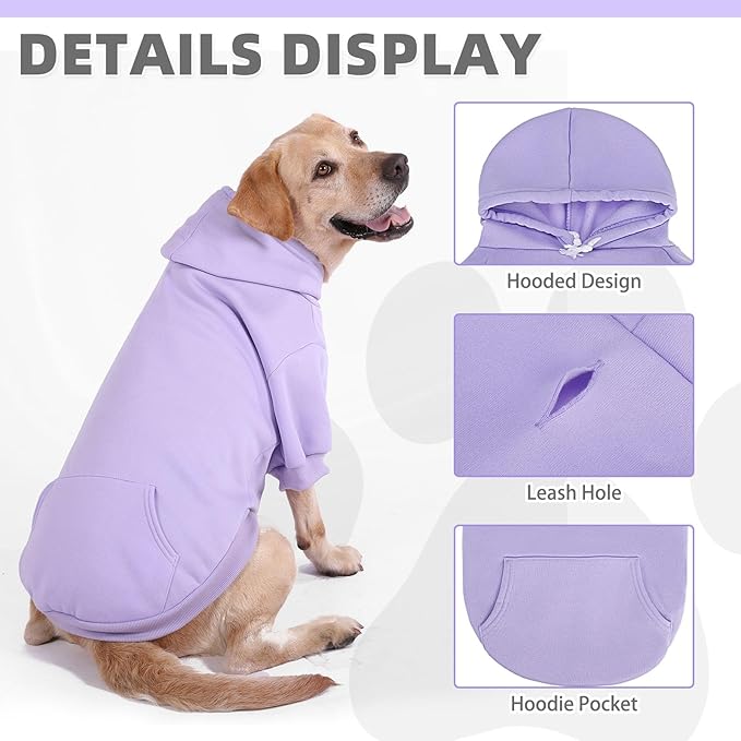 KOOLTAIL Dog Hoodie for Small Medium Dogs Cats, Soft&Warm Pet Sweater with Leash Hole and Pocket Boy Girl, Puppy Fall Winter Jacket Clothes, French Pitbull Cold Weather Coat Sweatshirt, Lavender XS