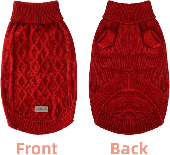 Small Medium Dog Sweater, Soft Breathable Knit Pet Clothes for Spring Transition, Lightweight Red Puppy Outfit for Pomeranian, Yorkie, Pug (Red, L)