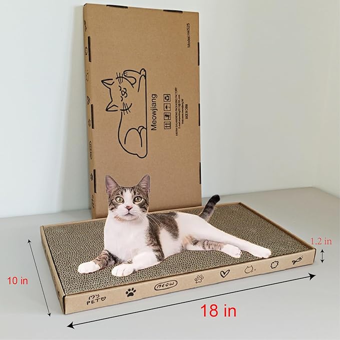 Cat Scratcher Lounge 3-Pack - 18" Corrugated Cardboard Cat Bed & Scratch Pad Set, Eco-Friendly Scratching Toy with Catnip for Indoor Cats & Multi-Cat Homes