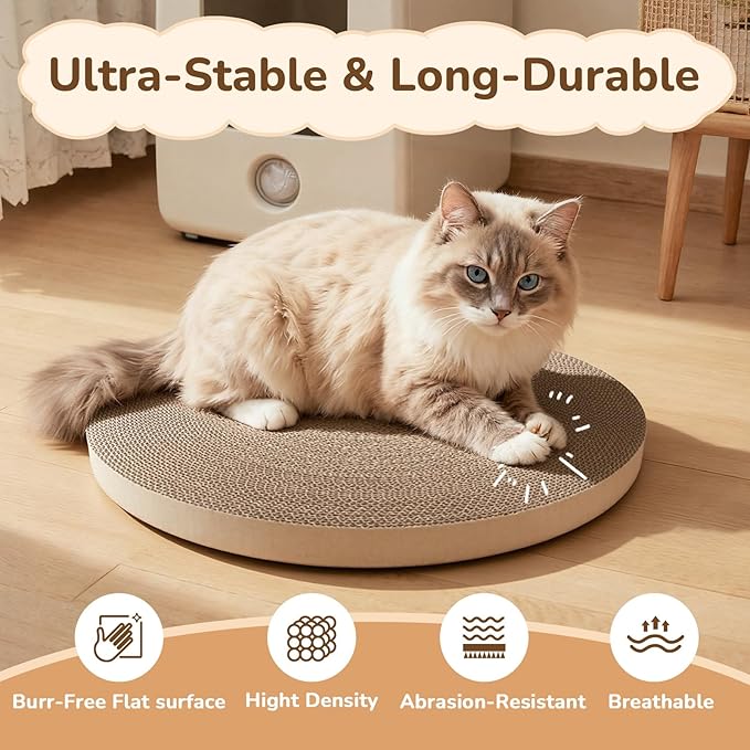 Cat Scratch Pad, Cat Scratcher Cardboard & Cat Scratching Pads - Round Cat Scratcher Refill (6pcs), 10 Inch Diameter 7/8 Inch Thick cat scratchers for Indoor Cats (1 Pack Round)