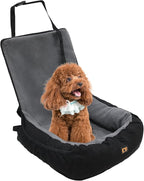 Dog Car Seat for Small Medium Dogs Under 30 lbs, Fully Detachable and Washable Cat Booster Car Seats for Front & Black Seat with Safety Leash Belt (Grey+Black, M)