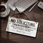 YZEXEZY No Soliciting Sign 6"x12"Do Not Disturb Wooden Hanging Sign for Front Door- Do Not Ring Bell or Knock,Don't Make It Weird