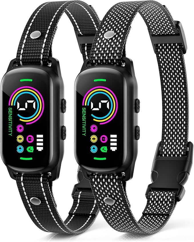 Bark Collar, 2 Pack Dog Bark Collar for Large Medium Small Dogs, Rechargeable Anti Barking Device for Dogs, Smart Training Collar with Beep Vibration 5 Sensitivity, Dog Bark Deterrent Devices