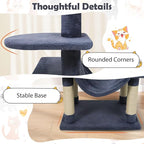 Tangkula 58 Inch Cat Tree Tower, Multi-Level Cat Tower with Sisal Scratching Posts, Padded Top Perch, Condo & Hammock, 3 Hanging Balls, Jumping Platforms for Indoor Cats (Gray)