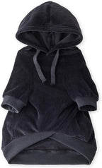 Cooper II Organic Cotton Velour Dog Hoodie Pet Coat for Small, Medium and Large Dogs, Black, XXX-Small (up to 5lbs)
