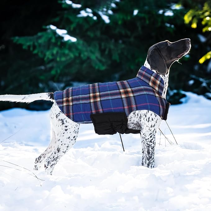Kuoser Warm Dog Coat, Waterproof Dog Jacket for Extra Large Dogs, Adjustable Durable XXXL Doggie Winter Coat Reversible Puppy Cold Weather Apparel for Large Breed, Navy 3XL