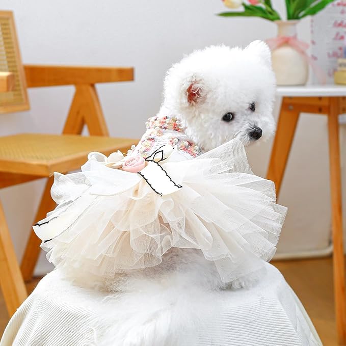 Furbabycare® Elegant Sweet Colorful Puppy Dog Blingbling Princess Skirt Pet Dog Lace Cake Camisole Tutu Dress E-Light Yellow X-Small