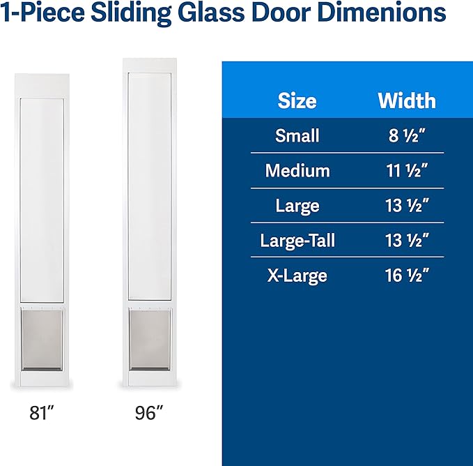 PetSafe Sliding Glass Pet Door - No-Cut DIY Install Doggy Door for Renters - Aluminum Frame - Adjustable Height 75 7/8" to 80 11/16" - Ideal for Extra Large Dogs Up to 220 lb - White