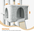 82" Tall Cat Tree,Giant Cat Tree for Indoor Cats Large Adult, Heavy Duty Cat Tree Tower, Extra Large Cat Trees with Scratching Posts, Cat Condos, Hammock,Top Perch,Ramp (Light Grey)