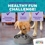 Outward Hound Fun Feeder Slo Bowl – Large 4‑Cup Capacity,Slow Feeding,Medium to Large Dogs,Non‑Slip,Gray,Drop Pattern,(Pack of 6)