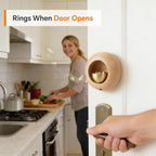 Round Shopkeepers Bell for Door Opening – Magnetic Wooden Door Chime & Wireless Brass Doorbell for Business, Office, Fridge – Modern Circular Wind Bell Entry Alert – No Battery