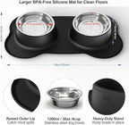 AsFrost Dog Food Bowls Stainless Steel Dog Bowls with No Spill Non-Skid Silicone Mat, Dog Food and Water Bowl Set, Dog Dishes for Small Medium Large Sized Dogs Pet Food Feeding Bowls, 4 Cup, Black