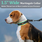 Mayerzon 1.5" Wide Martingale Collar for Large Medium Small Dogs Pitbull German Shepherd, No Pull Reflective Slip & Martingale Dog Collar with Buckle Soft Padded for Walking Training(Teal, M)