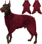 ROZKITCH Dog Jumpsuits, Lightweight Pet Pajamas Four Feet Costumes Snow Suit, Cold Weather Warm Dog Pajamas Doberman Sweater for Dogs for Red XXL