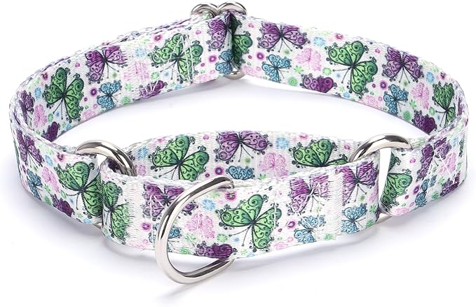 Martingale Dog Collars - Flower Multicolor Cute Patterns, Adjustable Nylon Training Dog Collar Suitable for Boy and Girl Dogs Medium Large Dogs (L, Purple1)