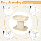 Tangkula Cat Tree for Indoor Cats, 2-Tier Cat Tower with Top Perch & Sisal Scratching Panel & Jingling Fur Ball Toy, Cozy Cat Bed with Scratching Post, Modern Small Kitten Activity Center (Beige)