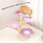 Happy & Polly 35.4 inch Woven Blossom Cat Tree, Fleece Floral Cat Tower with Sisal Scratching Post for Indoor Cats
