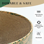 Cat Scratcher Cardboard 2in1 Oval Cat Scratcher Bed for Indoor Cats Cat Scratch Pad Bowl with Scratching Toy Corrugated Lounge Bed&Furniture Protector &Training Toy XL（Green）