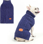 BEAUTYZOO Small Dog Sweater -Turtleneck Knitted Dog Sweaters for Dogs Puppy Girls Boys, Winter Dog Clothes Cable Knitwear with Leash Hole, Dog Christmas Sweater Pullover Sweatshirt for S M Pet Apparel