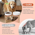 SPUNKYJUNKY Elevated Dog Bowls Ceramic, 8.3'' Dogs Food Water Bowls Raised with Non-Slip Bamboo Stand for Large Sized Breed Microwave Dishwasher Safe - 60 OZ,Pattern White