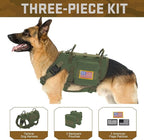 Forestpaw Dog Harness for Large Dogs,Tactical Dog Harness with Handle,No Pull Military Service Dog Vest with Pockets Adjustable for Walking Training,Green,Chest 21.5-45"