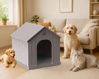 EasyUp Dog House Outdoor Indoor,Dog Kennel Weatherproof Resin Shelter with Air Vents and Elevated Floor for Small Medium Large Dogs,Easy Clean and Assemble(38.62 * 36.26 * 38.07in,Coffee)