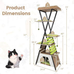 PETSITE 73-inch Tall Modern Cat Tree, Multi-Level Wooden Cat Tower with Scratching Pad, Multiple Platforms with Soft Removable Pads, Condo, and 3 Dangling Balls, Ideal for Indoor Cats (Natural)