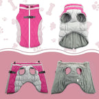 Lelepet Dog Coat Warm Dog Winter Coat Waterproof Dogs Jacket with Harness Built in Reflective Pet Fleece Vest Zip-Up Cold Weather Coats for Medium Dogs Turtleneck & Windproof Coats Dachshund Rose Red